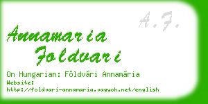annamaria foldvari business card